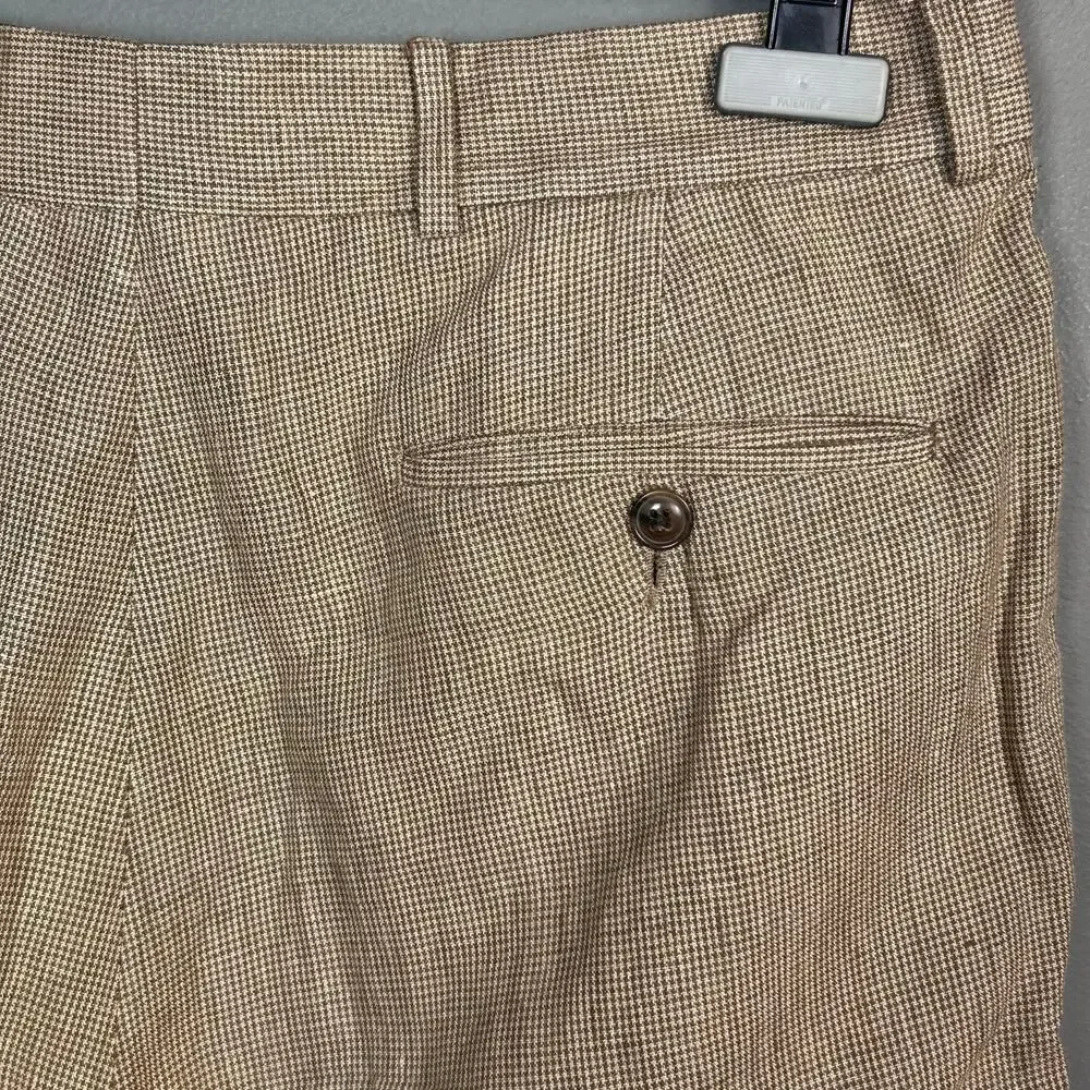 Ballin Pants Trousers Linen Size 34 Relax Pleated Houndstooth preppy old money